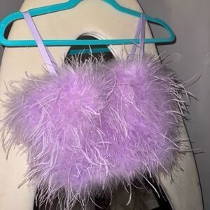 Ostrich bustier push up lilac Feather Crop Top size small